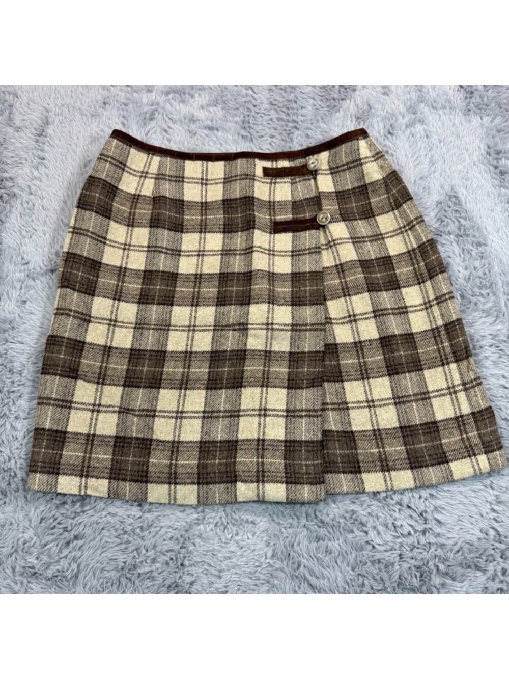 Gap Skirt Women's 6 Brown Wool Mini Straight & Pencil Plaid Business Academia